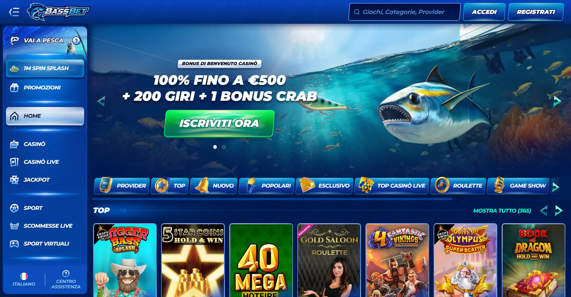 BassBet main page