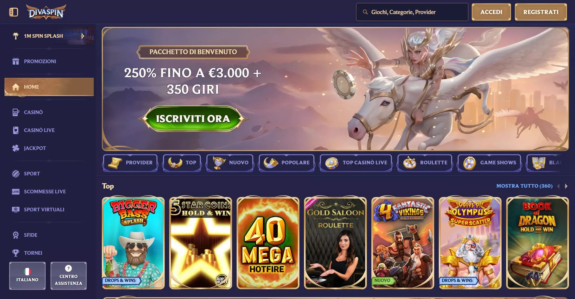 DivaSpin main page